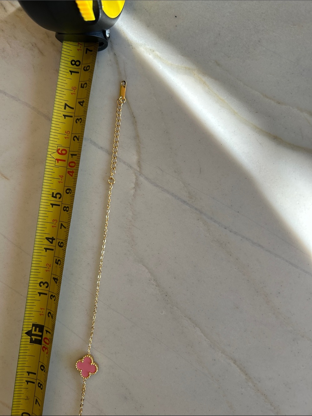 Gold Chain‎ Necklace with Pink Clover Pendants - Picture 2 of 3